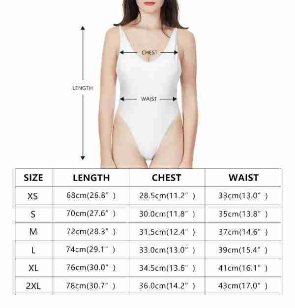 Womens One Piece High Cut Swimsuit SIZE CHART