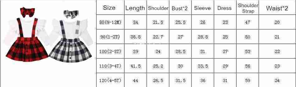GIRLS OUTFIT SET SIZE CHART