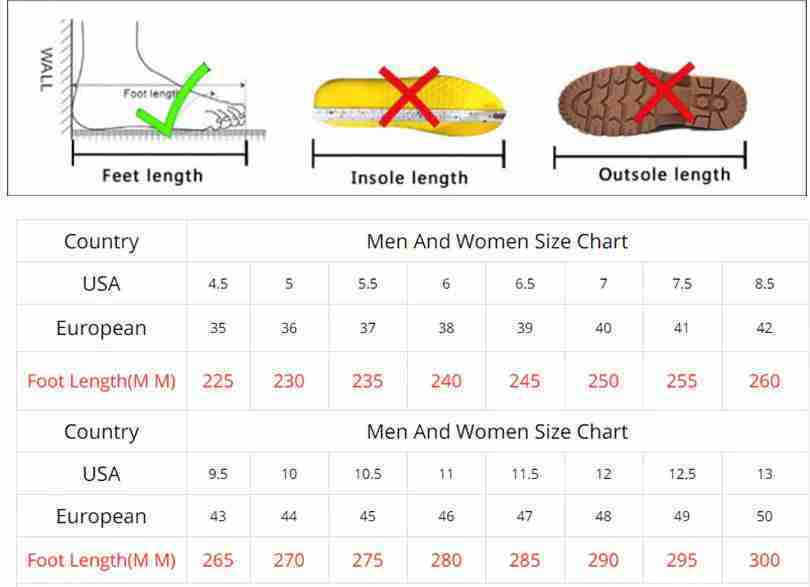 SHOES SIZE CHART