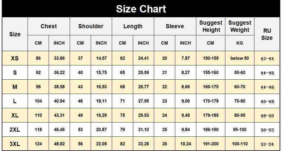 SOLID COLOR POLO SHIRT SIZE CHART