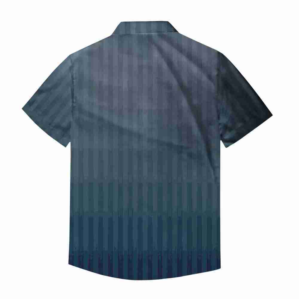 FC BARCELONA Official Blue Striped Short Sleeve Button Shirt