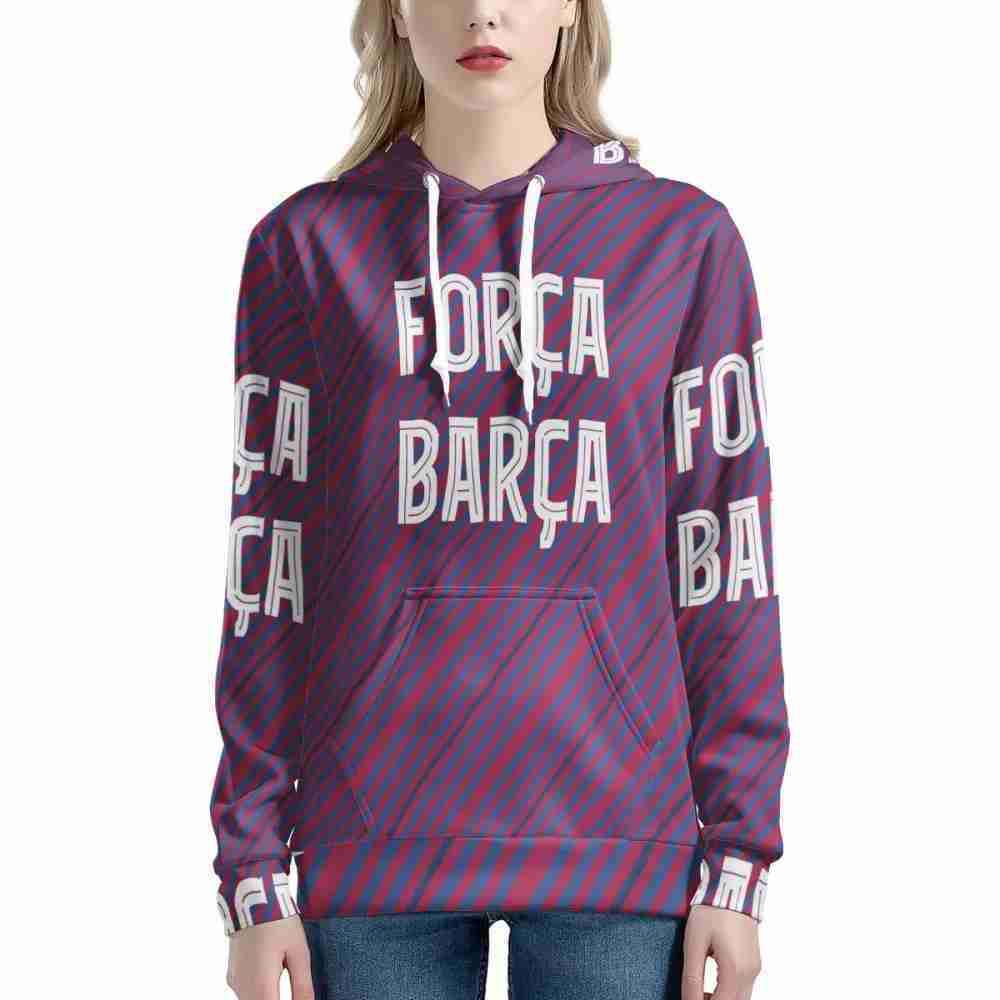 FC BARCELONA Official Forca Barca Womens All Over Print Hoodie
