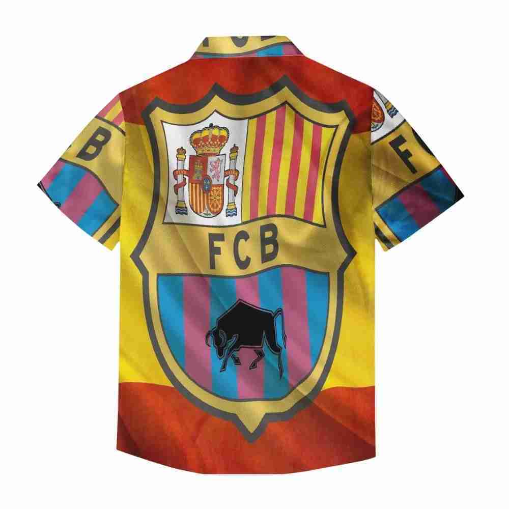FC BARCELONA Official Full Printed Short Sleeve Button Shirt