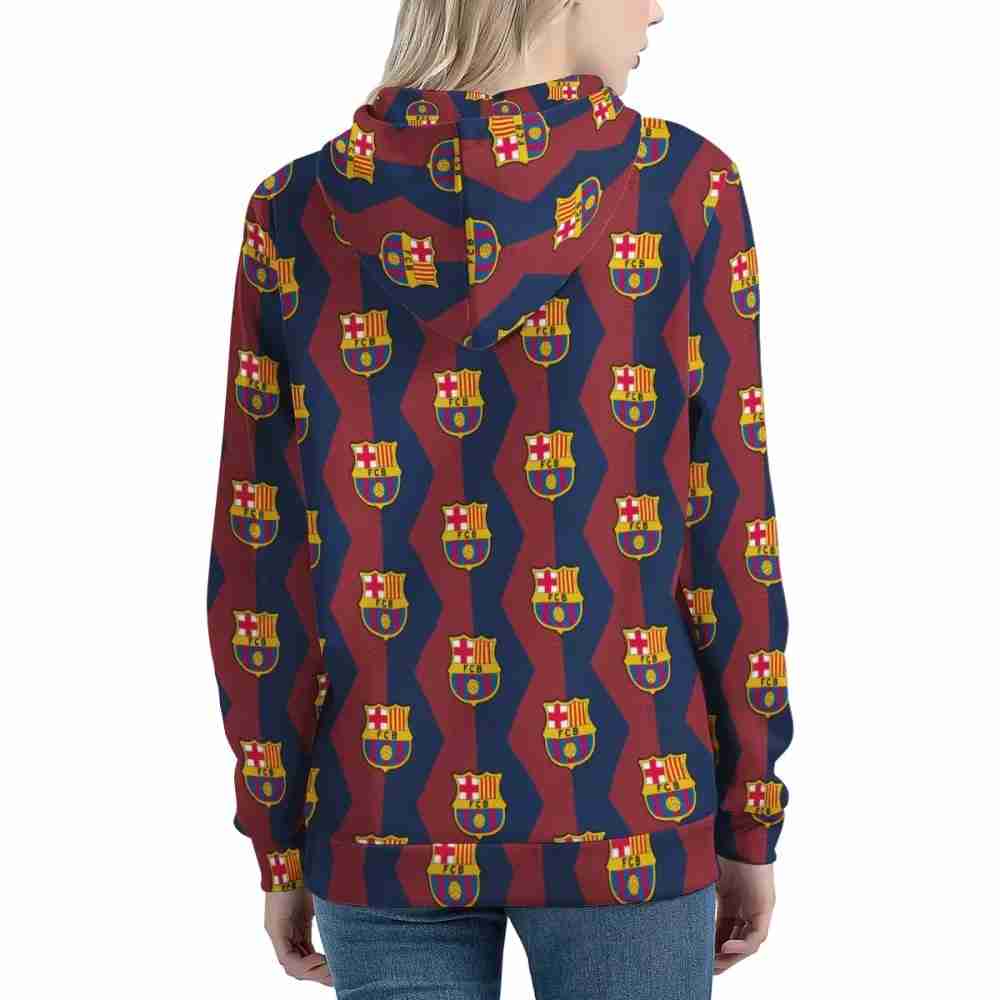 FC BARCELONA Official Hexagon Pattern Womens All Over Print Hoodie