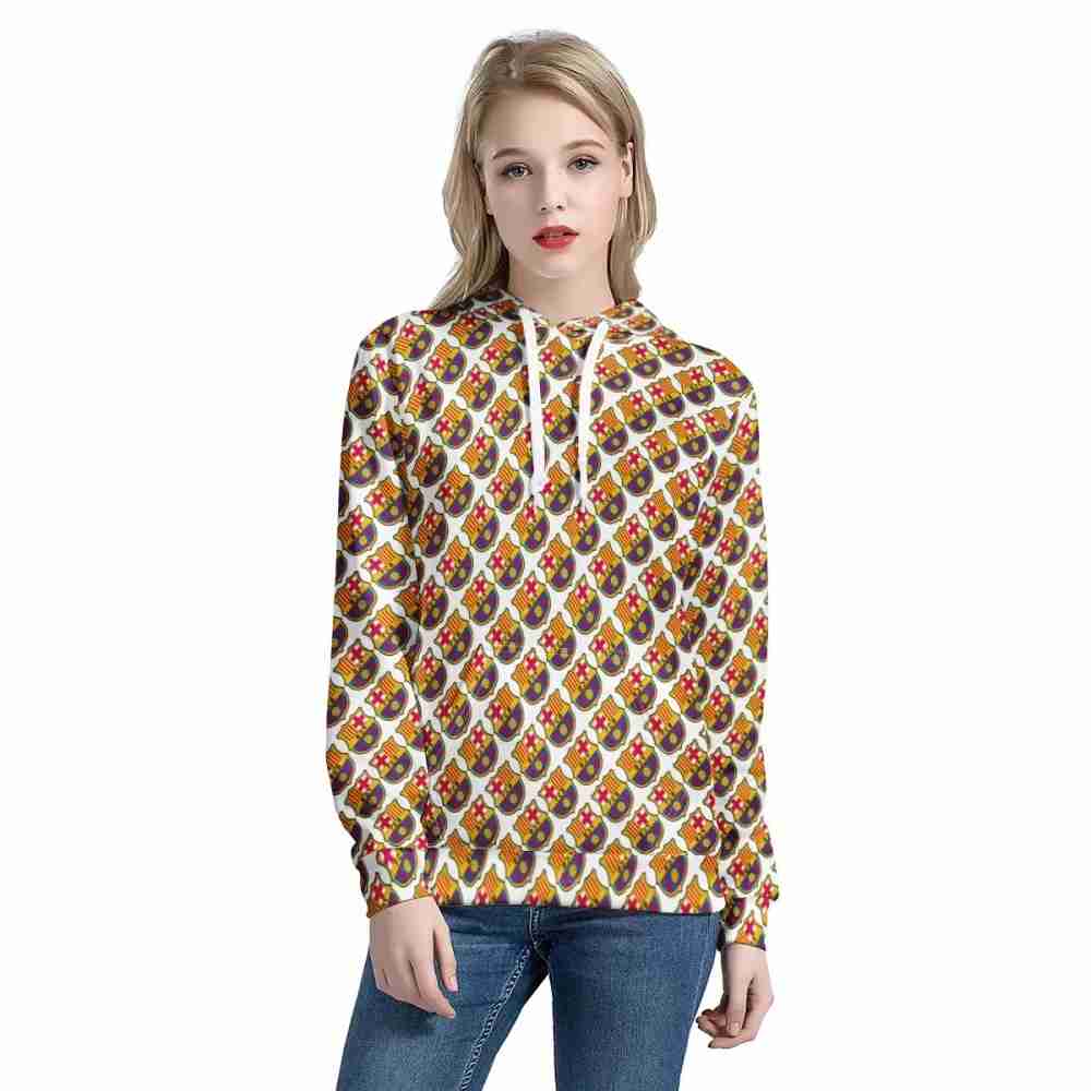 FC BARCELONA Official Inclined Symbol Pattern Womens All Over Print Hoodie