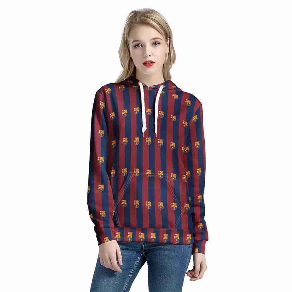 FC BARCELONA Official Rectangular Pattern Womens All Over Print Hoodie