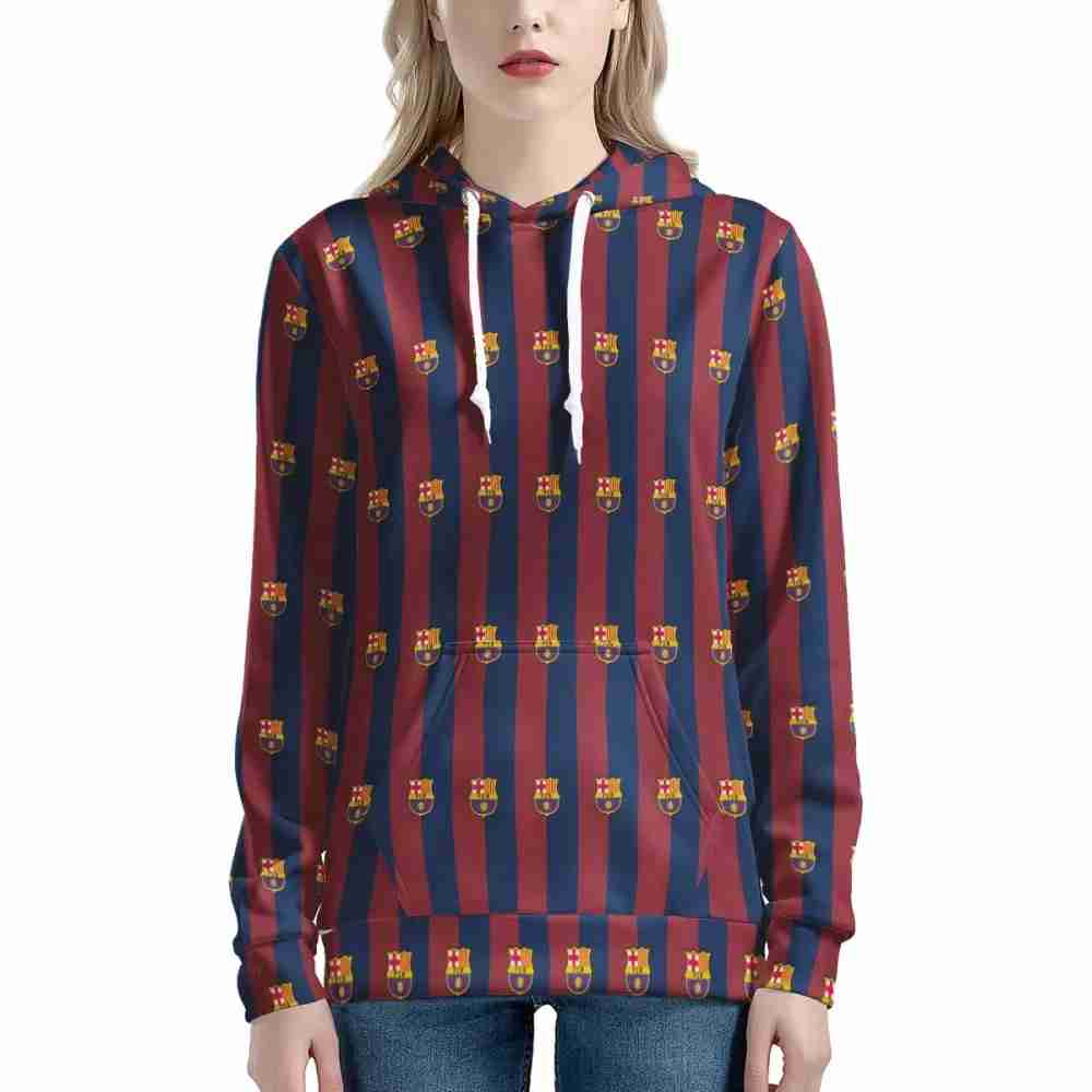 FC BARCELONA Official Rectangular Pattern Womens All Over Print Hoodie