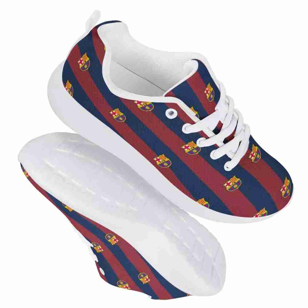 FC BARCELONA Official Striped Pattern Mesh Athletic Sneakers