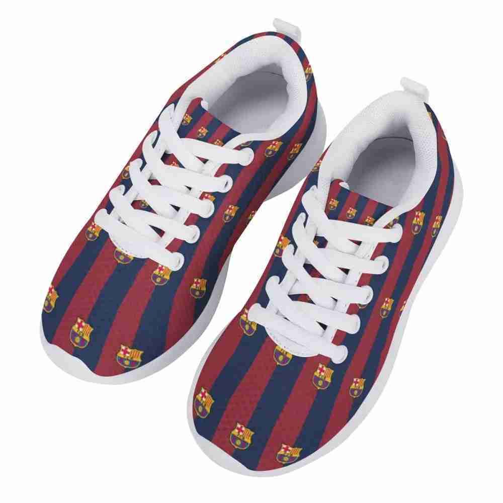 FC BARCELONA Official Striped Symbol Pattern Kids Athletic Shoes