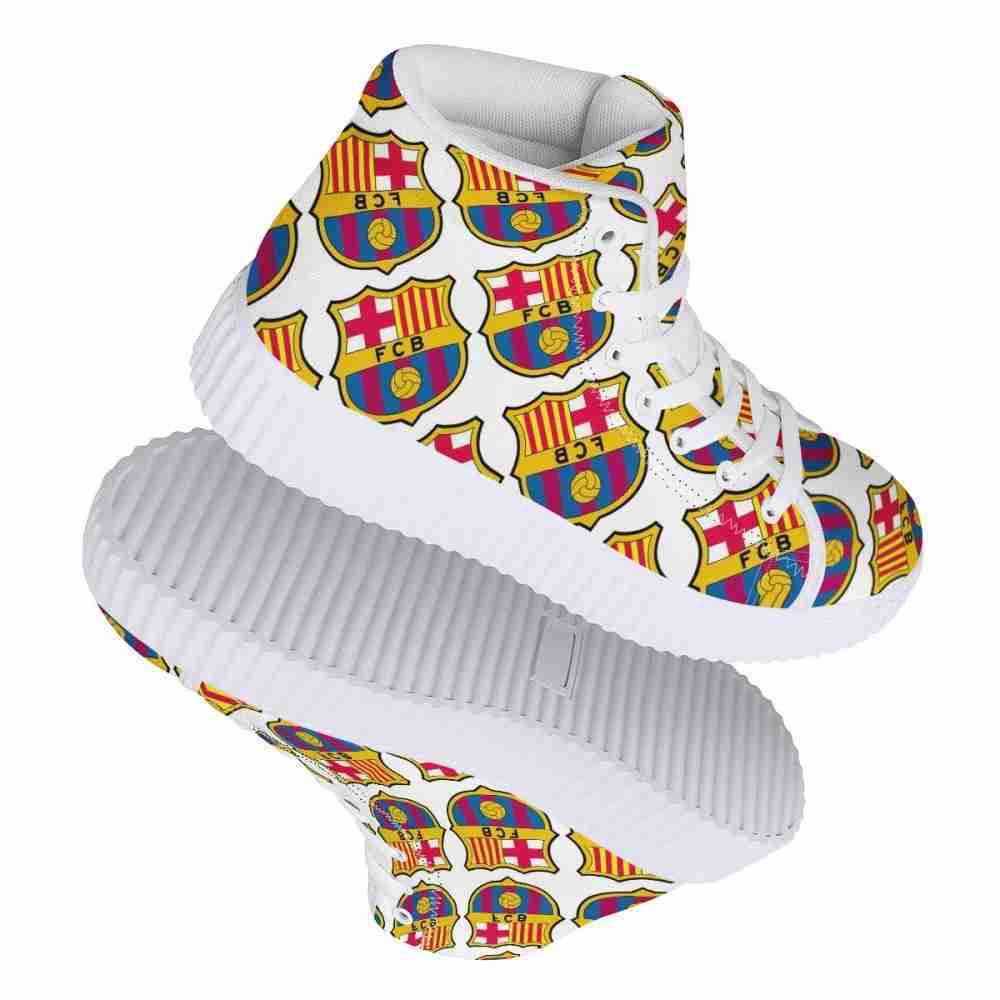 FC BARCELONA Official Symbol Pattern Womens High Top Platform Shoes