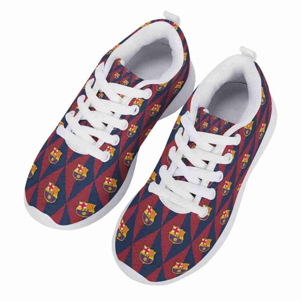 FC BARCELONA Official Symbol Rhombus Pattern Kids Athletic Shoes