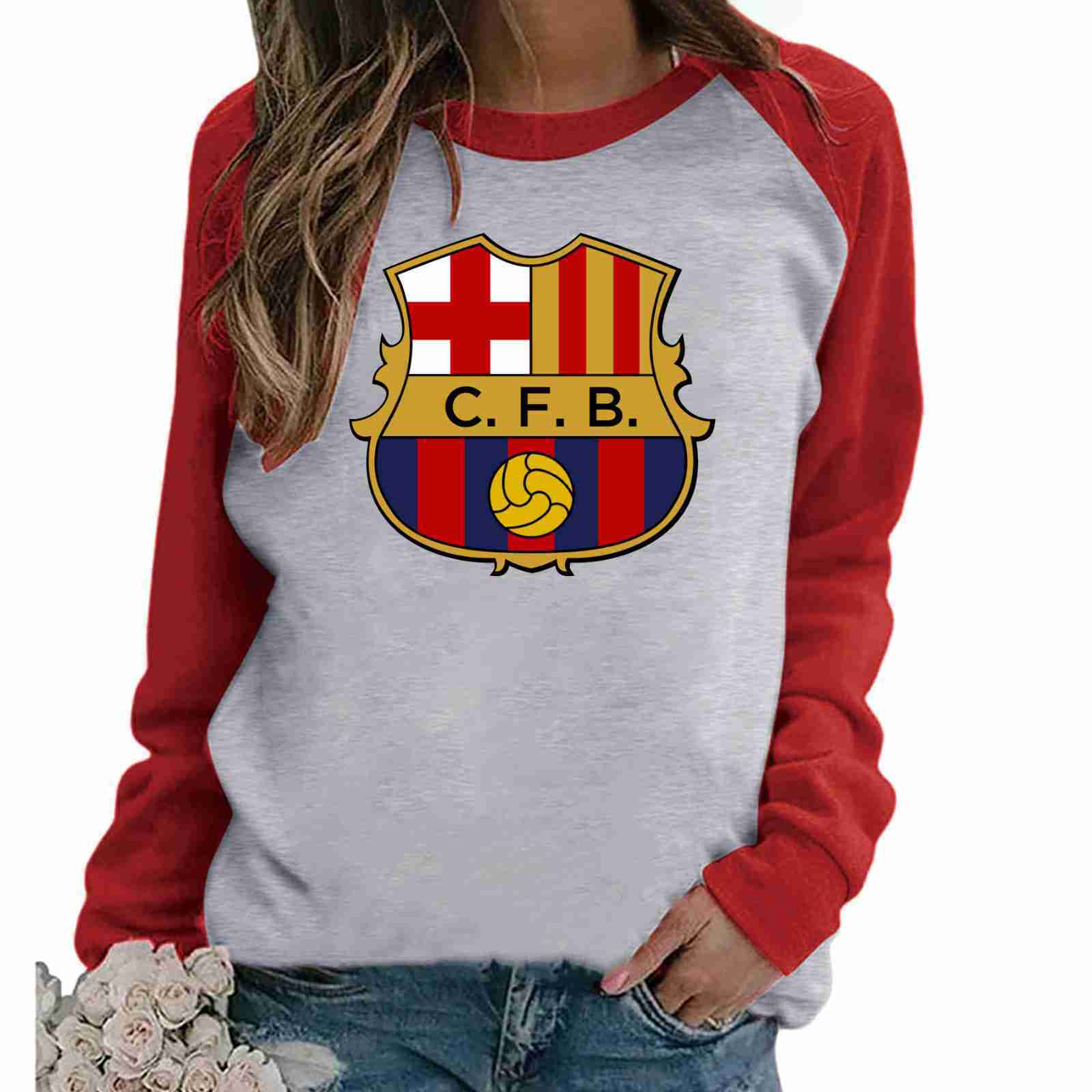 FC BARCELONA Official Vintage Symbol Womens Long Sleeve TShirts