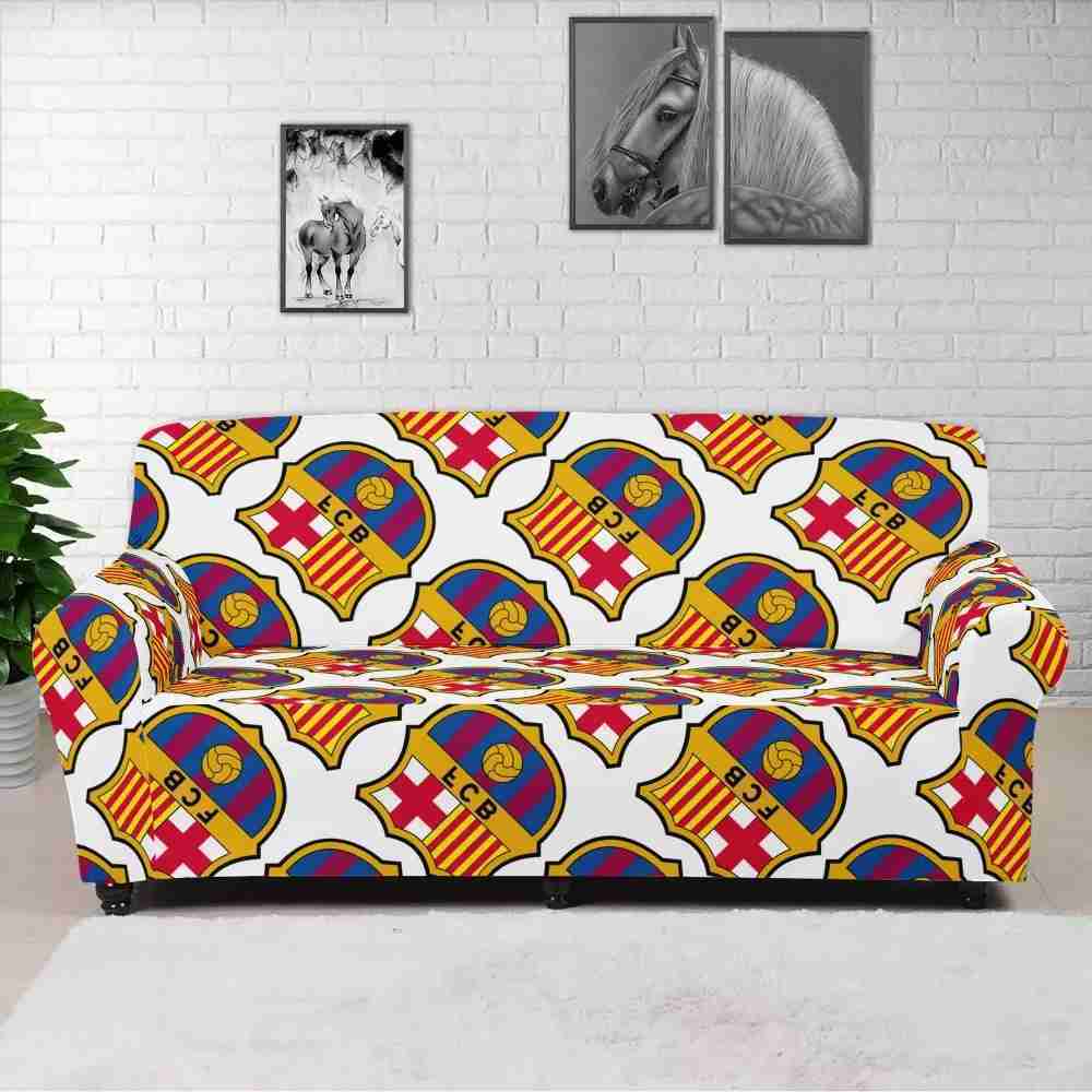 FC BARCELONA Official White Symbol Pattern Sofa Cover