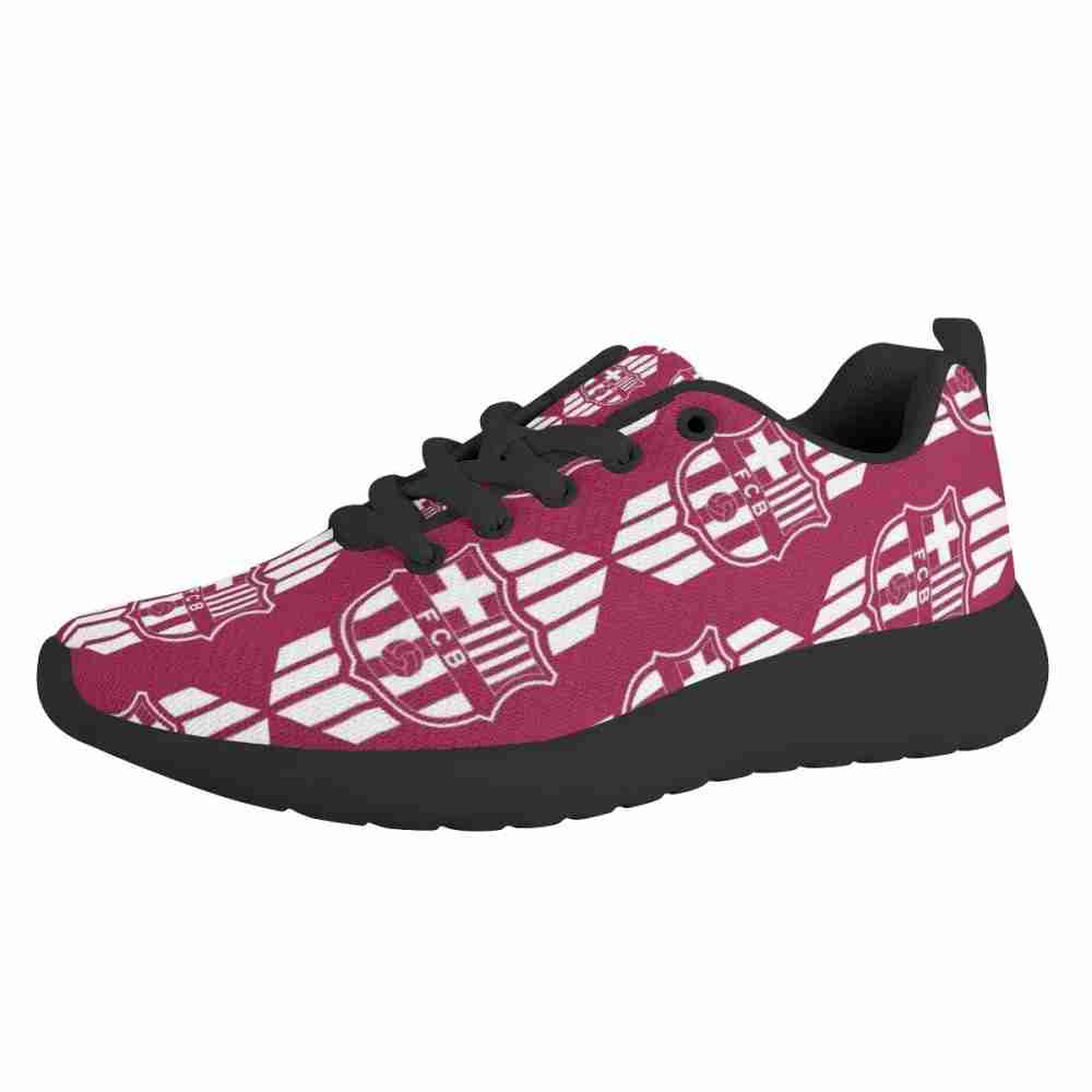 FC BARCELONA Official Wine Red Pattern Mesh Athletic Sneakers