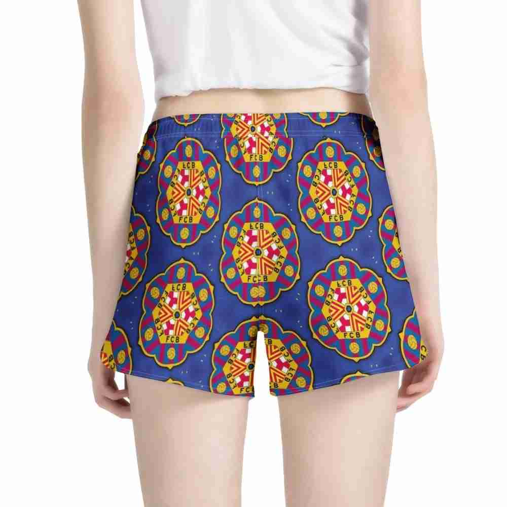 FC BARCELONA Official Womens All Over Print Floral Pattern Casual Shorts