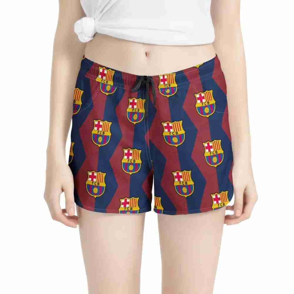 FC BARCELONA Official Womens All Over Print Hexagon Pattern Casual Shorts