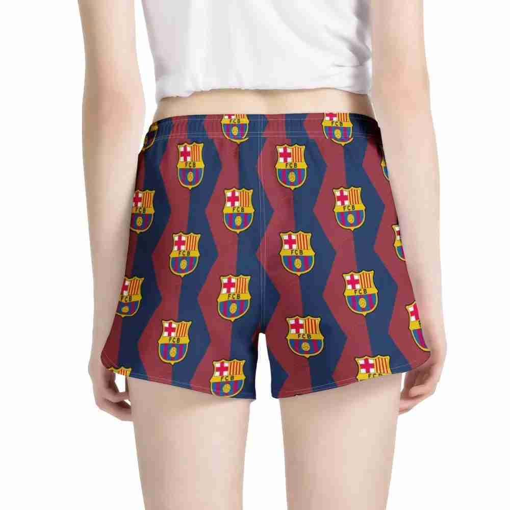 FC BARCELONA Official Womens All Over Print Hexagon Pattern Casual Shorts