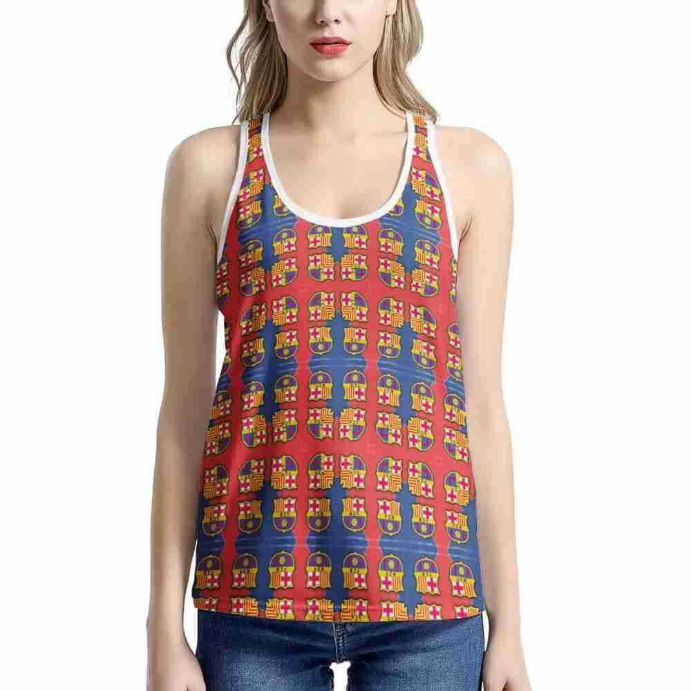 FC BARCELONA Official Womens Cross Style All Over Print Tank