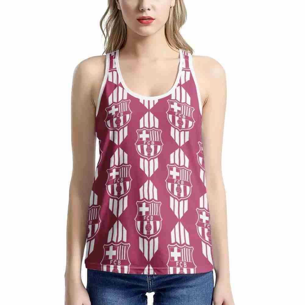 FC BARCELONA Official Womens Symbol Pattern All Over Print Tank