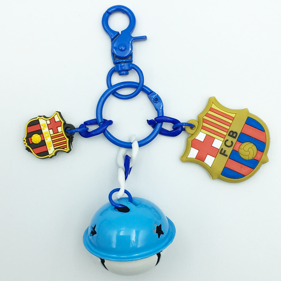 FC BARCELONA Multicolor PVC Emblem Bell Charm Keychain