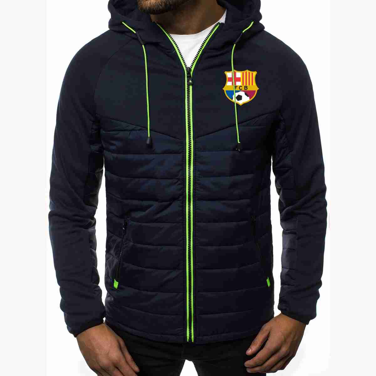 FC BARCELONA Official Football Color Block Hooded Zipper Jackets