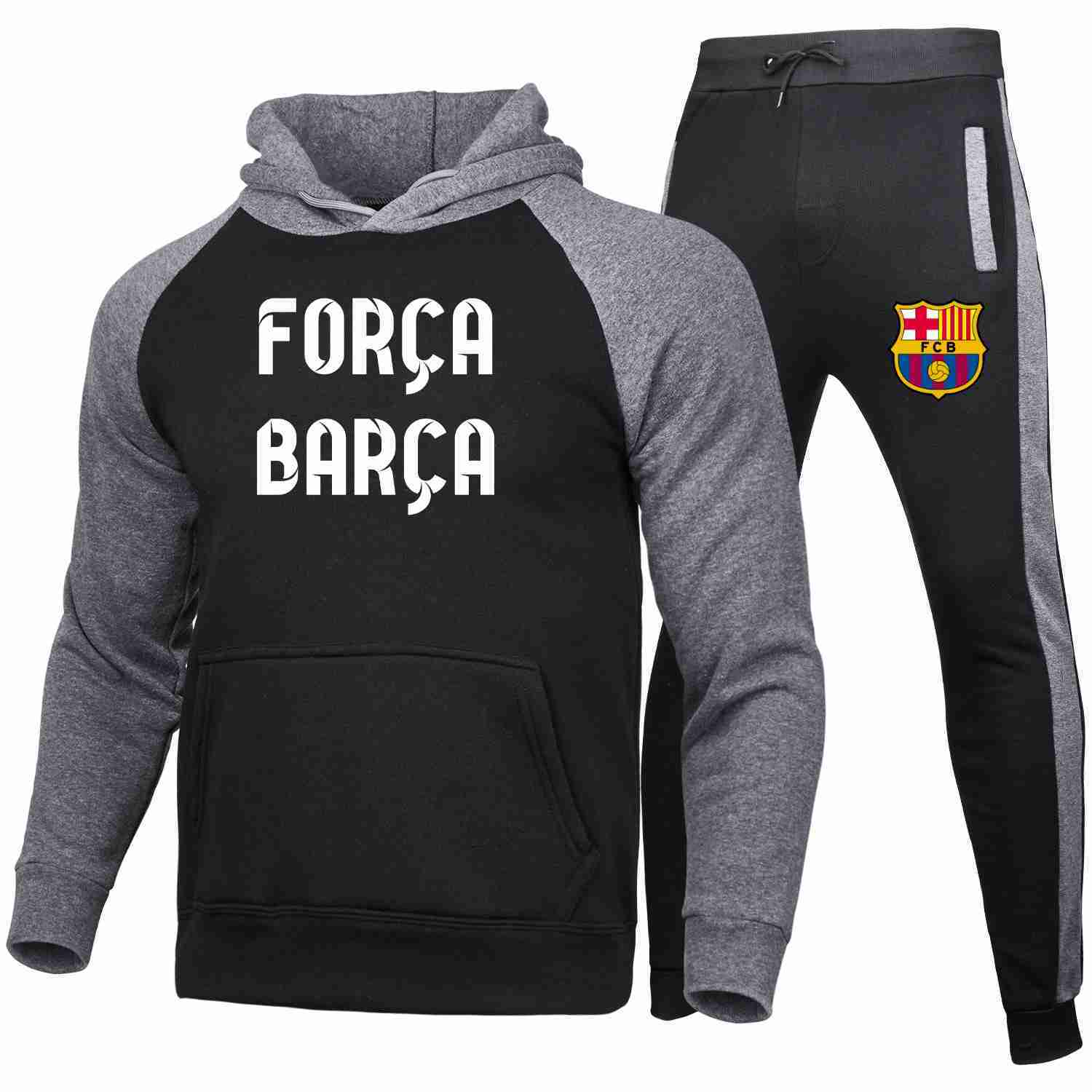 FC BARCELONA Official Forca Barca Color Block Hoodie Pants Sets