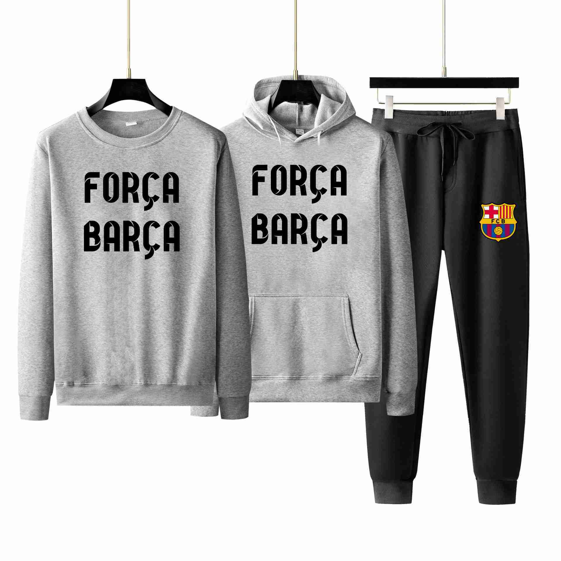 FC BARCELONA Official Forca Barca Hoodie Pullover Pants Unisex Winter Sets