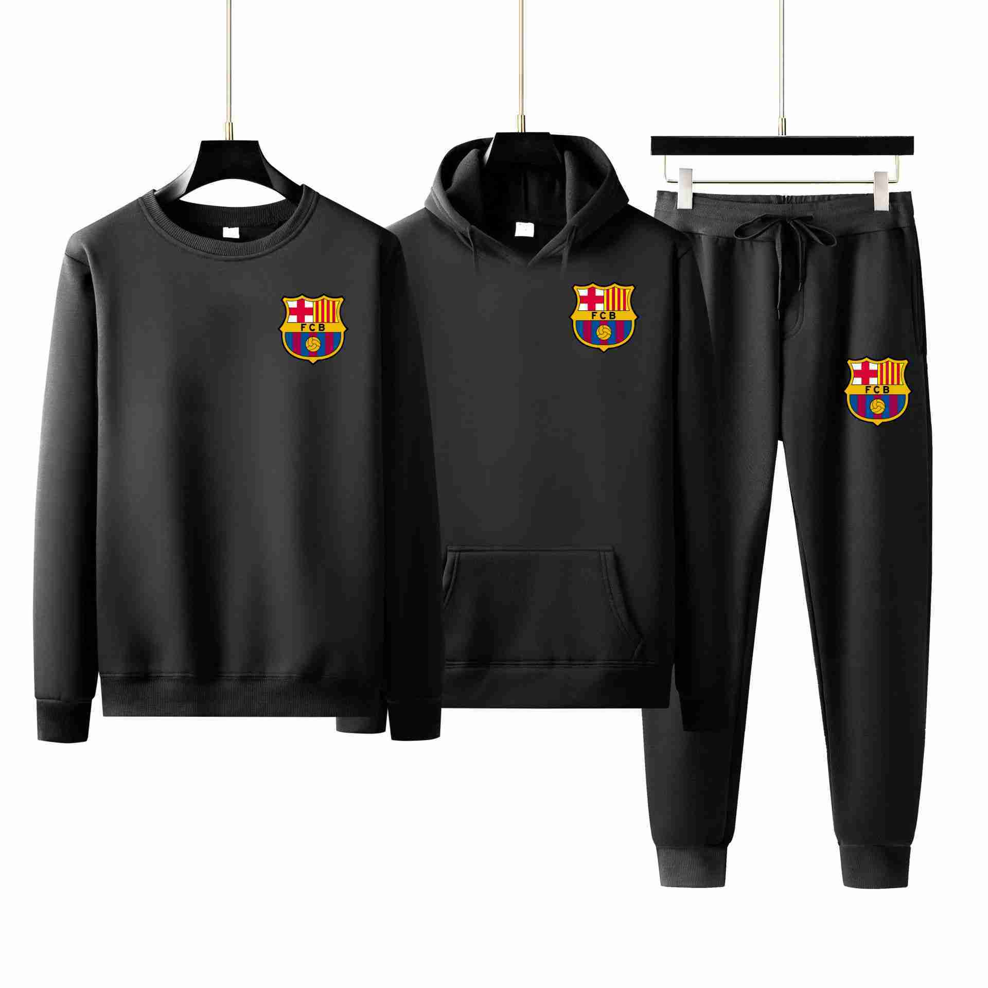 FC BARCELONA Official Hoodie Pullover Pants Unisex Winter Sets