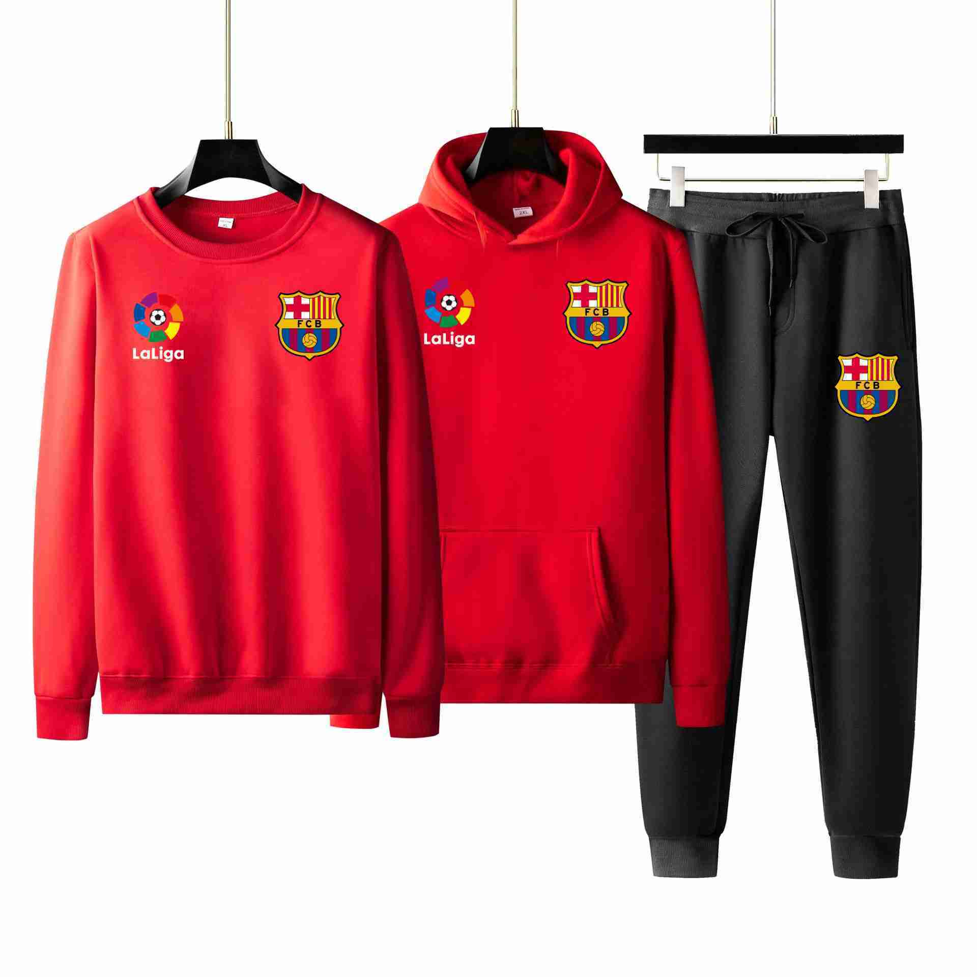 FC BARCELONA Official La Liga Round Symbol Hoodie Pullover Pants Unisex Winter Sets