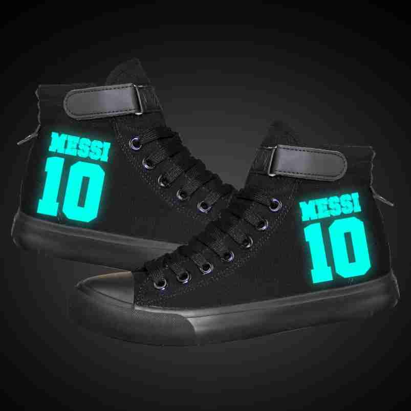 FC BARCELONA Official Messi N10 High Top Luminous Canvas Shoes
