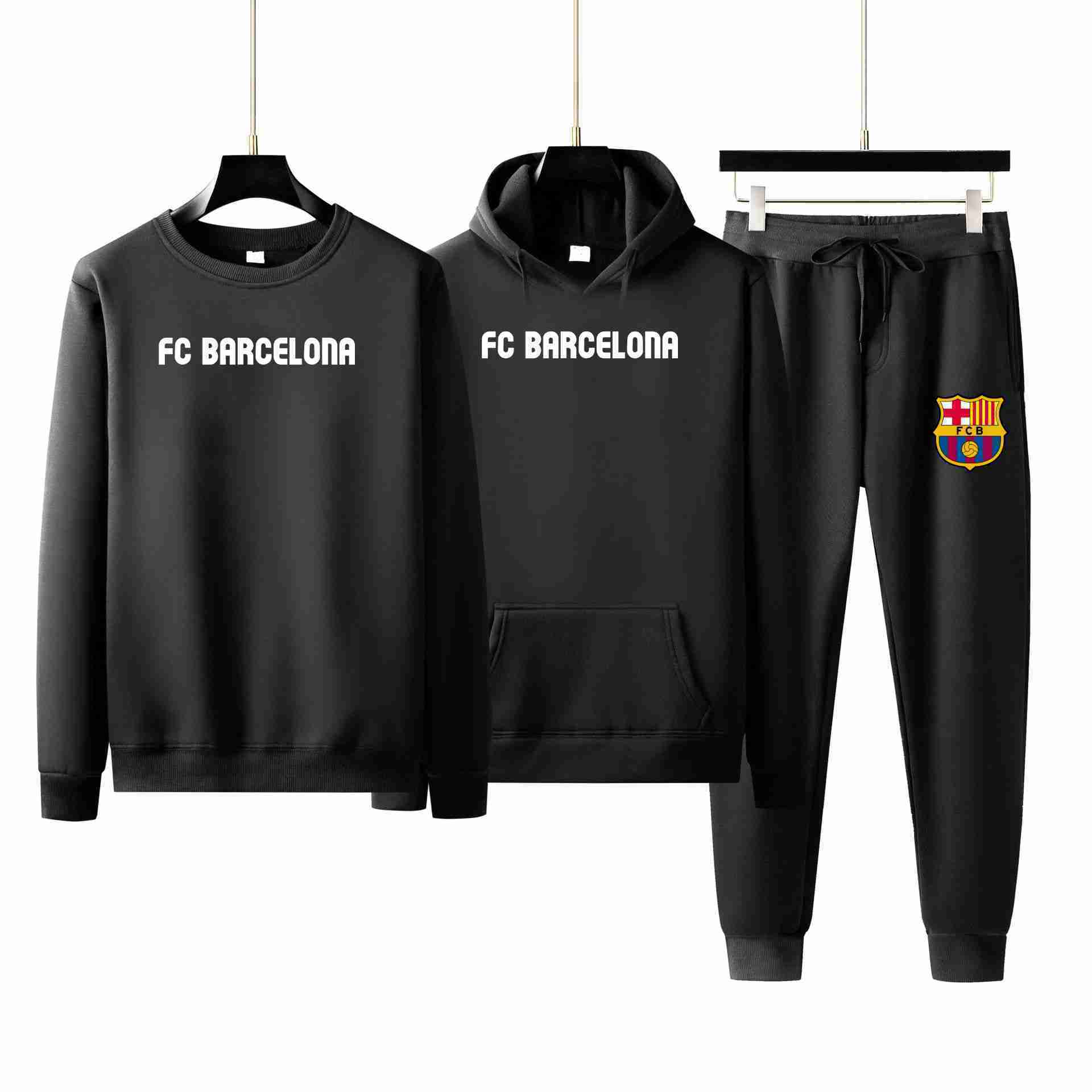 FC BARCELONA Official Title Hoodie Pullover Pants Unisex Winter Sets