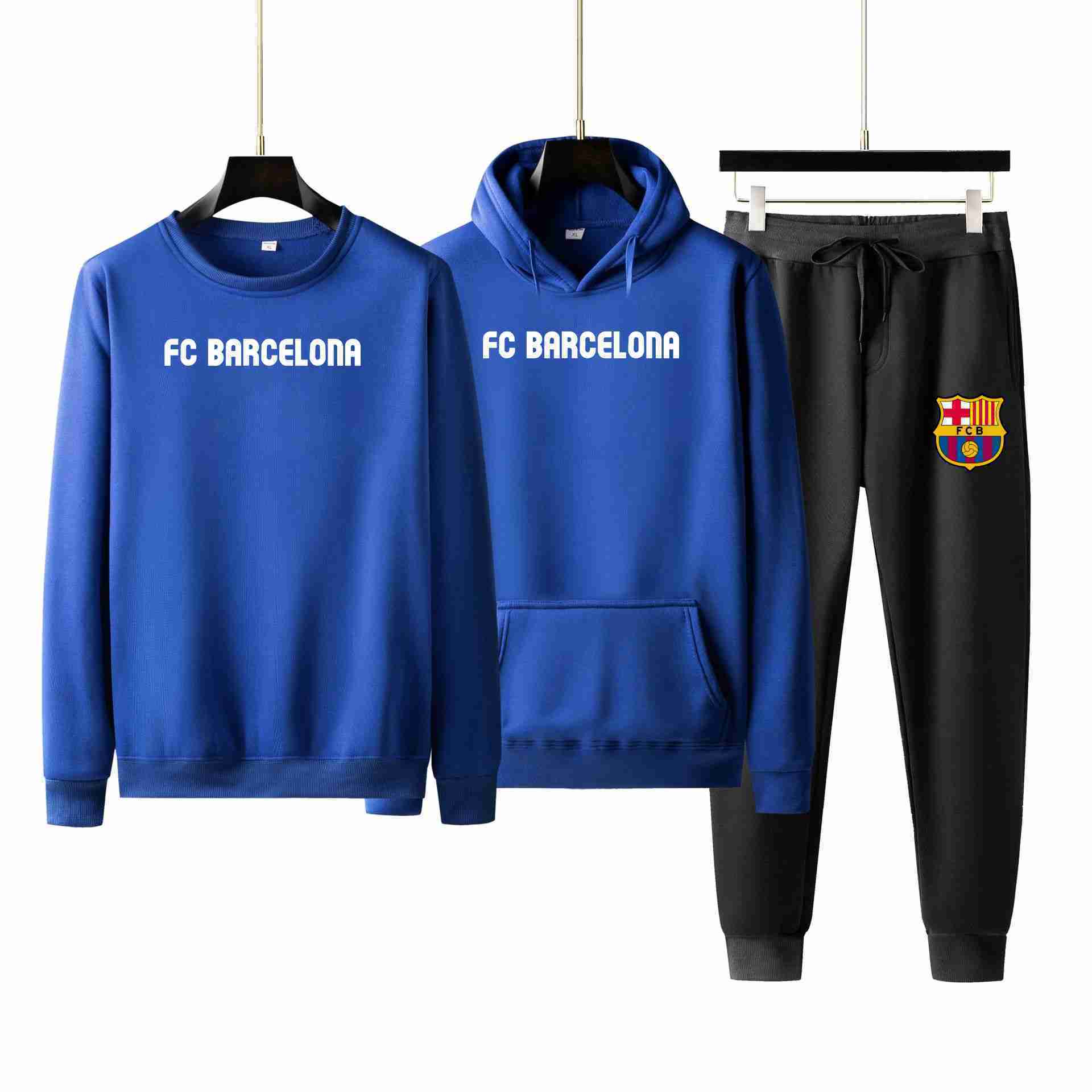FC BARCELONA Official Title Hoodie Pullover Pants Unisex Winter Sets