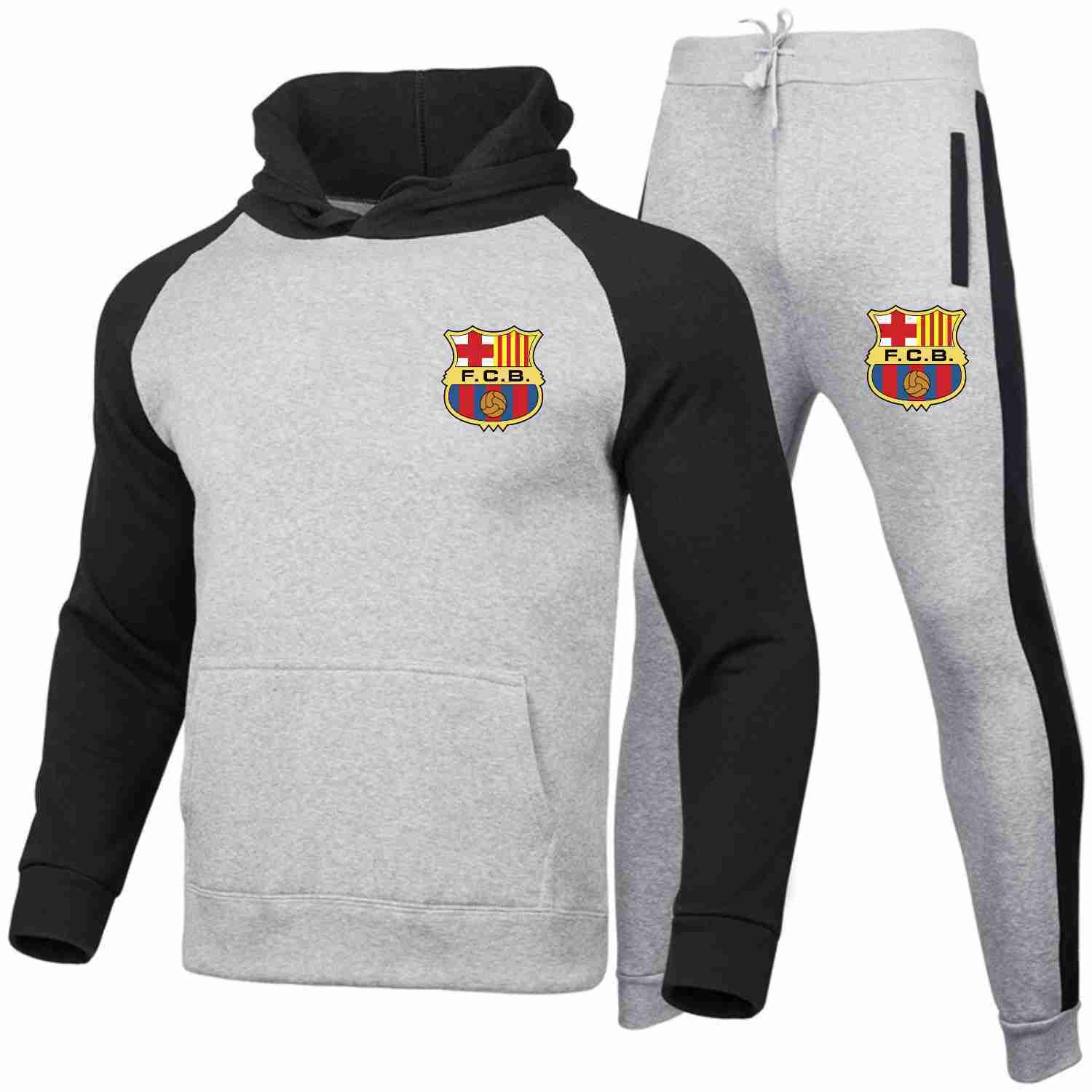 FC BARCELONA Official Vintage Logo Color Block Hoodie Pants